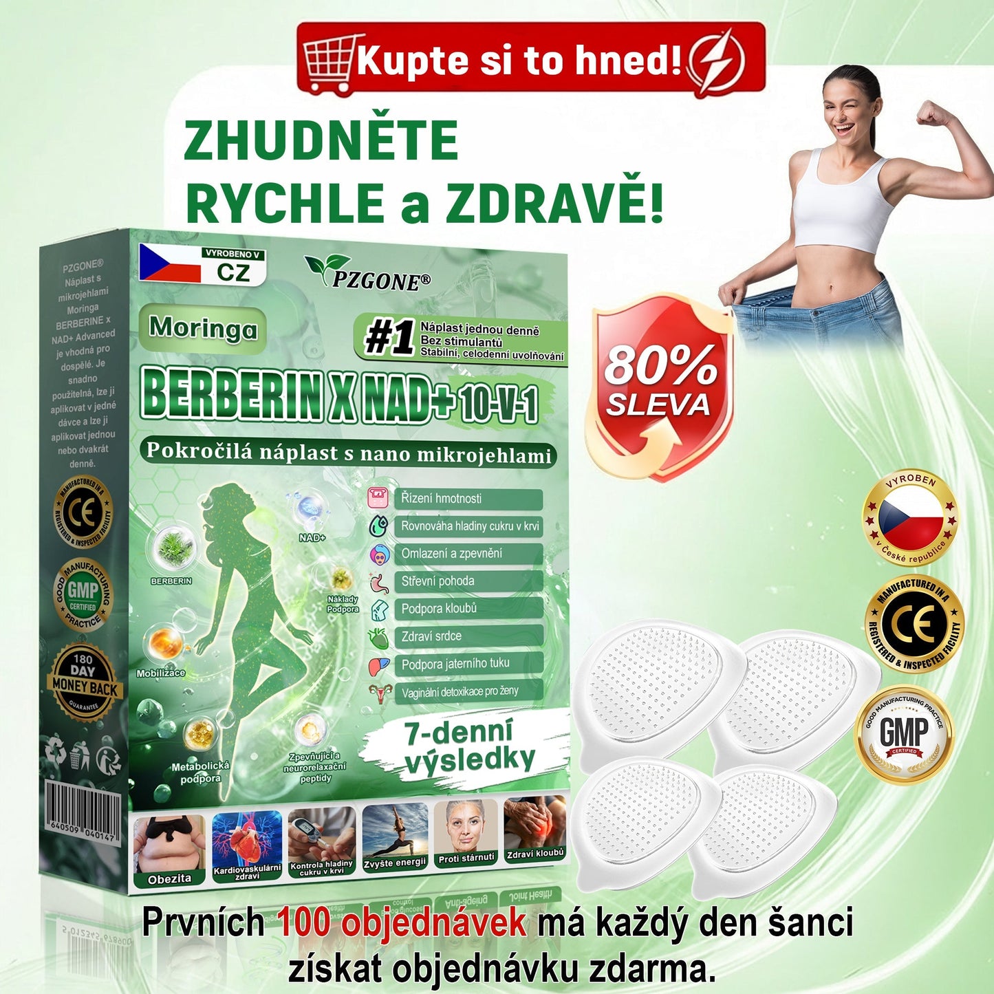💯 PZGONE® Moringa·Berberine×NAD+ 10v1 Náplast 🎁 Zbývá pouze 10 boxů! 🎁 Dáváme další 30% slevu! Pečujte o své zdraví! Pokud teď propásnete, letos už nebude žádná příležitost!
