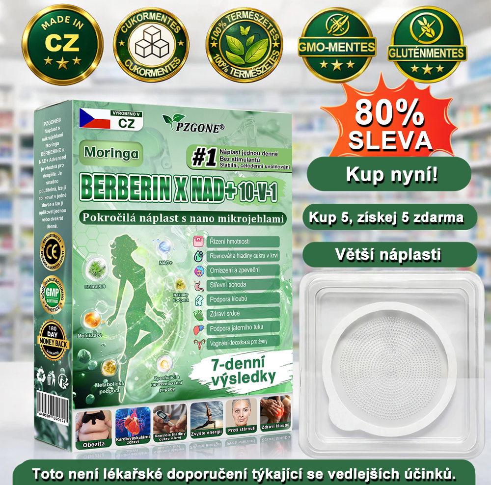 🇨🇿 Oficiální obchod | 💯 PZGONE® Moringa·Berberine×NAD+ 10v1 Náplast (Okamžitý účinek, 7 dní viditelná transformace)✅ Řešení pro: Obezita, ochablá pokožka, diabetes, spánková apnoe, kloubní potíže.